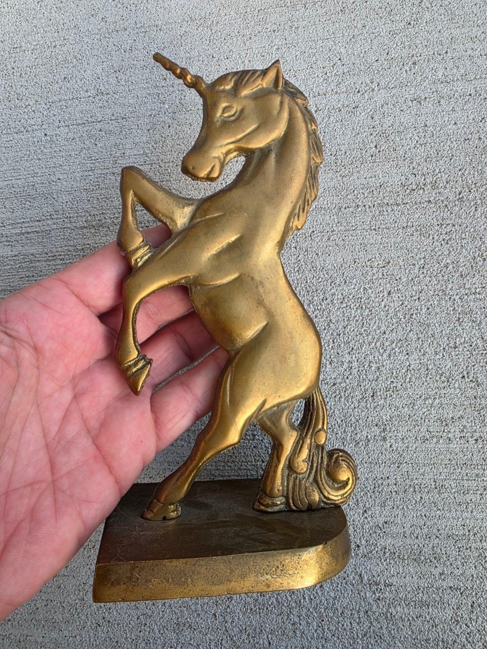 Vintage Solid Brass Unicorn Bookend Fantasy Mythical Horse Book End 8”Tall Heavy